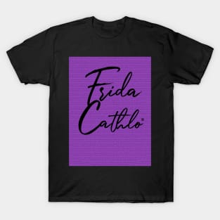 Grape Text B back Cat Frida Cathlo version of - Frida Kahlo T-Shirt